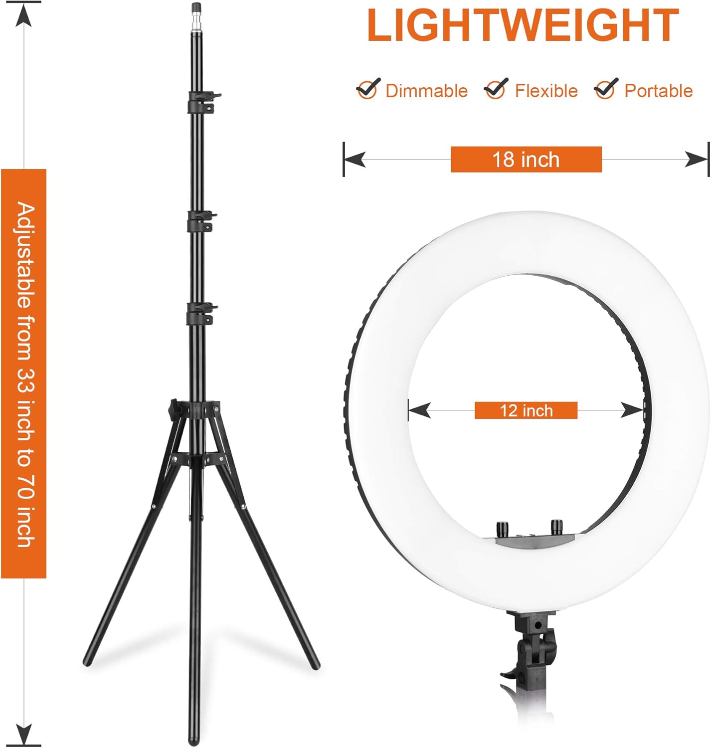 Emart 18-inch Ring Light with Stand, Big Adjustable 3200-5500K LED Lights Ring with Ultra-wide Lighting Area for Camera Photography, YouTube Videos, Makeup (Kit: Phone Holder, Remote, Soft Tube, etc.) : Camera & Photo