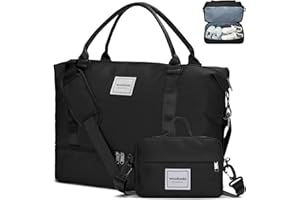 WOOMADA Weekender Overnight Bag for Women, Shoulder Travel Duffel with Shoes Compartment,Gym Bag with Toiletry Bag