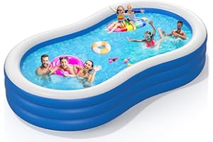 MILAOSHU Large Inflatable Pool for Adults - 145" X 74" X 22", Oversized Thickened 0.6mm Blow Up Pool for Family, Outdoor Swimming Pool for Backyard Water Party Lawn