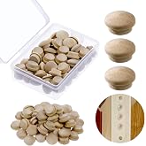 50 Pcs 1/2 Inch Wood Plugs for Screw Holes, Wooden Button Mushroom Head Cap | Unfinished Natural Wood Screw Hole Covers Wood Hole Plugs for Cabinets Doors Woodworking Shelves and Repairs, Bulk Containe