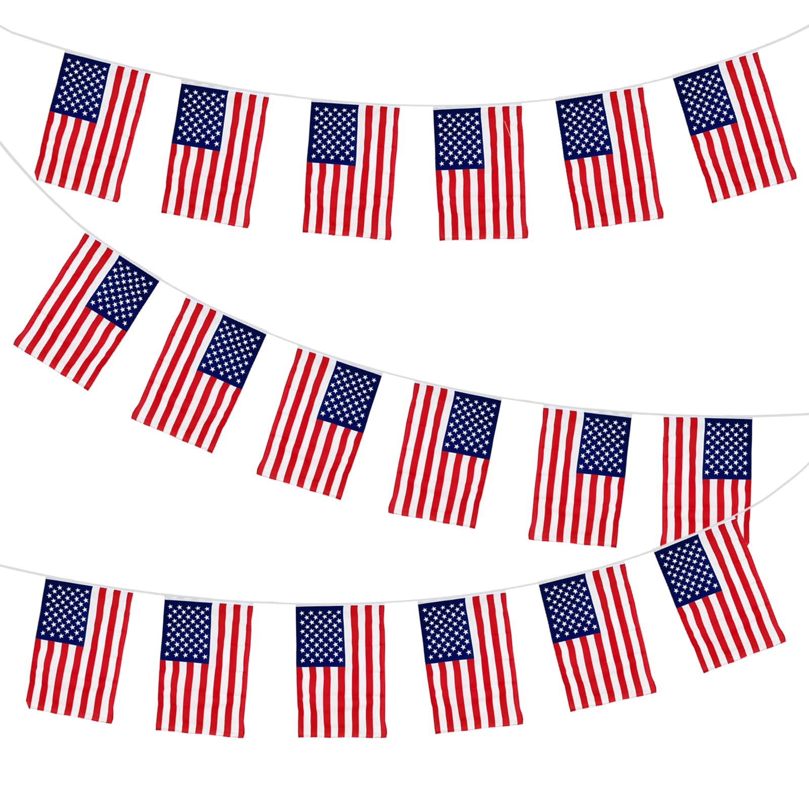 33ft/10m American Flag Bunting, Koliphy 30 Flags USA Quality Patriotic Fabric Garland Banner America Pennant Flag Stars Stripes for 4th of July, Independence Day US Party Decorations（1 Pcs）