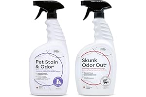 EnviroFresh Skunk Odor Out, 950 mL, Pet Stain & Odor Remover Fresh Scent, 2 Pack (950mL x2), Natural Plant Extracts, Enzymati