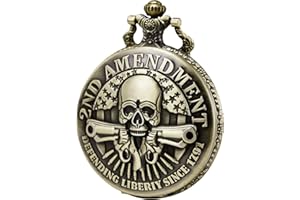 MORFONG Unisex Pocket Watch Quartz Skull Pattern Fob Watches Vintage Bronze with Chani & Box