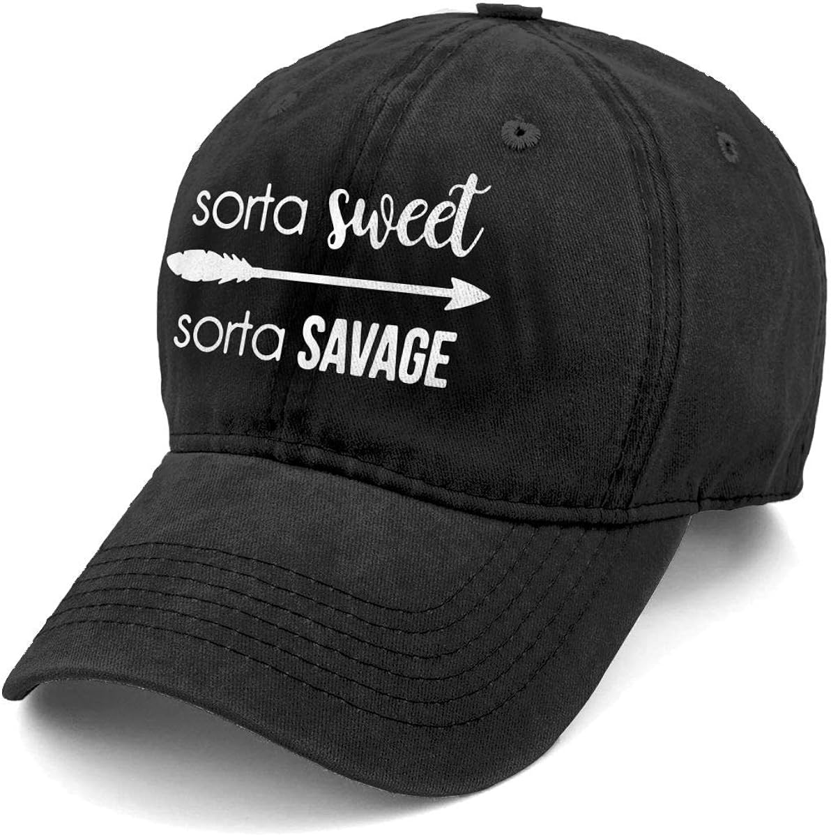 KKMKSHHG Unisex Sorta Sweet Sorta Savage Denim Hat Adjustable Washed Dyed Cotton Dad Baseball Caps (Black3, One Size): Clothing