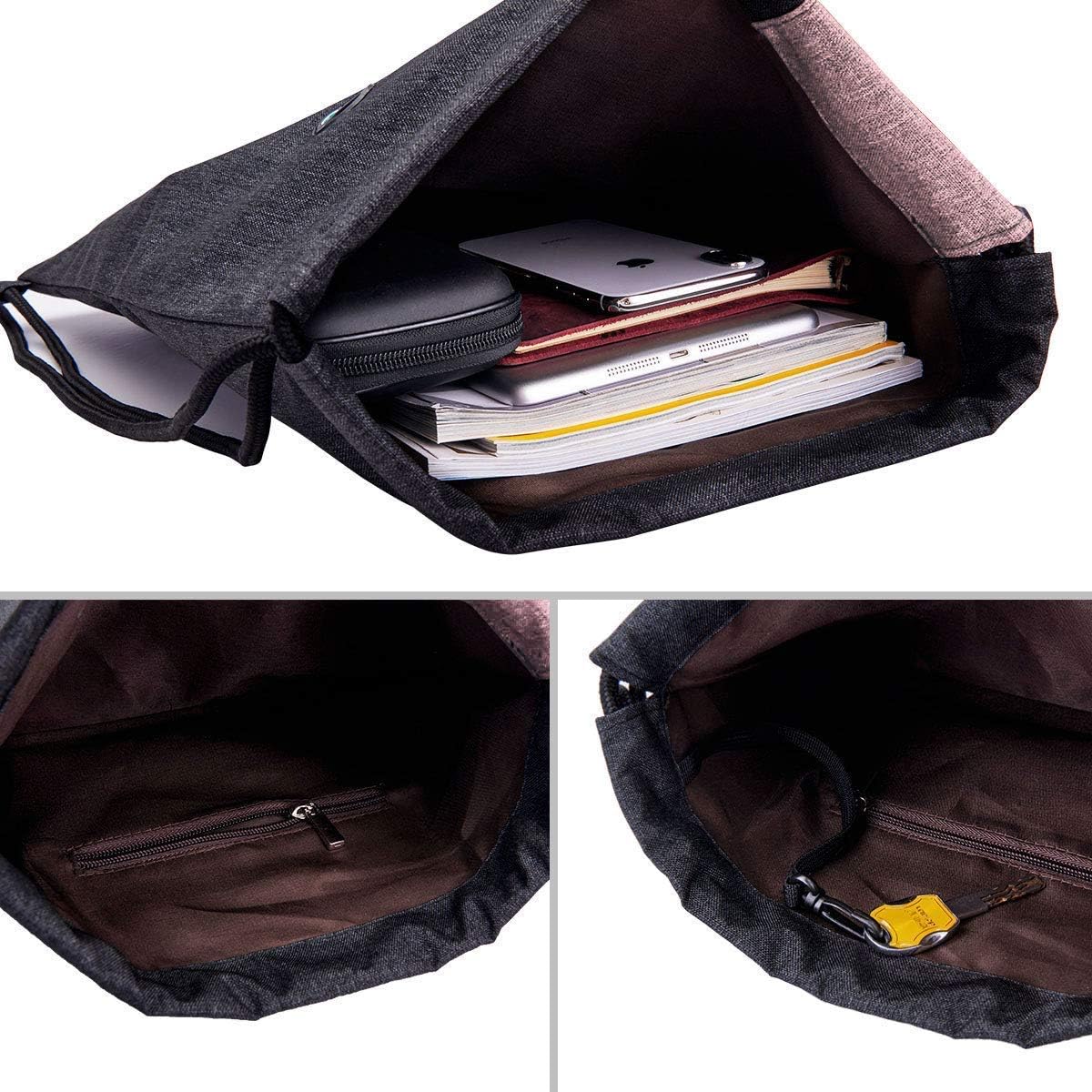 LIVACASA Drawstrings Backpacks Bags for Men Women Gym Drawstring Bags USB Port Headphone Hole Waterproof Pink: Sports & Outdoors