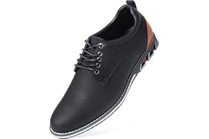 LLYONE Mens Dress Shoes Casual Business Oxford Derby Orthopedic Leather Shoes Simple Lace-up Walk Loafers Flats Shoes for Men