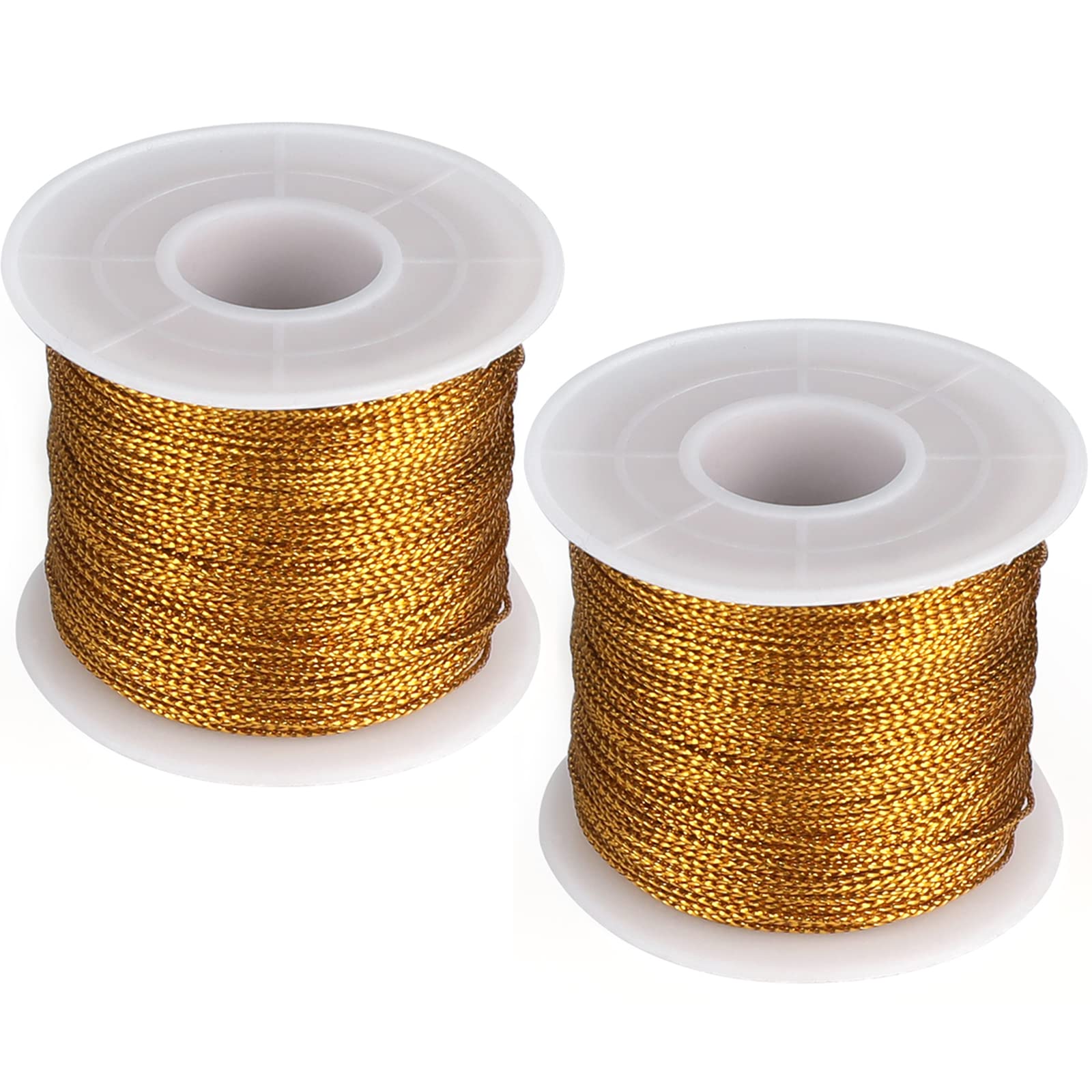 G2PLUS 200M Gold String Twine - 1mm Tinsel Thread Cord - Non-Elastic Metallic String for Crafts & Hanging Christmas Ornaments & Cards