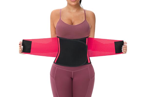 KOOCHY Waist Trainer for Women - Waist Trimmer Back Support Belt Sweat Wrap for Weight Loss Workout Fitness Gym Sport
