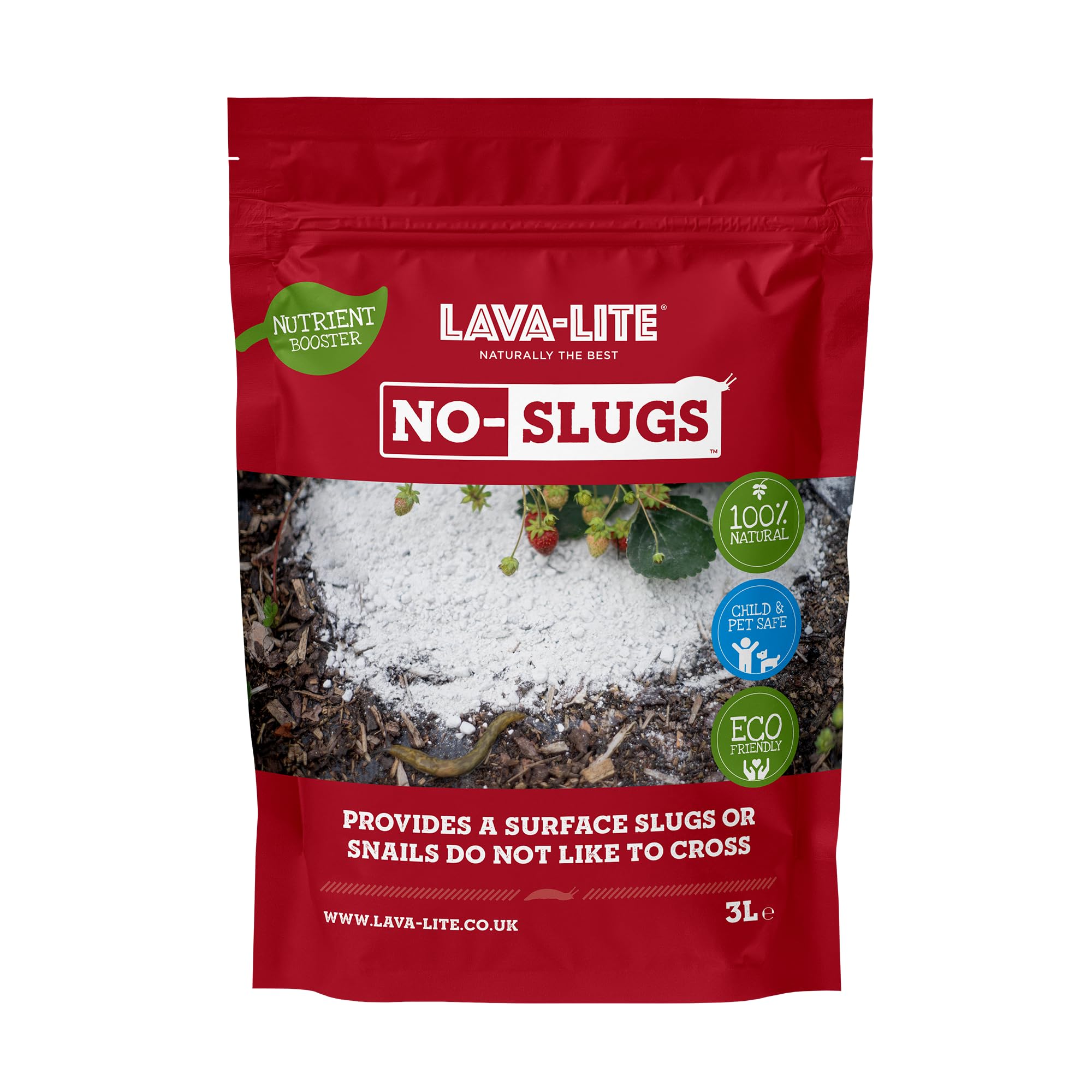 Lava-Lite No Slugs - (3 litres) Slug & Snail Control, Natural Metaldehyde-Free, Rain Resistant, an Effective Way to Protect Your Plants & Vegetables (3 litres)