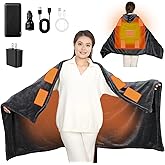 Cordless Heated Blanket with Hood, USB Battery Powered Heated Wearable Blanket with 9 Heating Zones, 20000 mAh Power Bank, 3 Levels, Portable Heated Throw Blanket, Heated Shawl (Warm Comfort Gray)