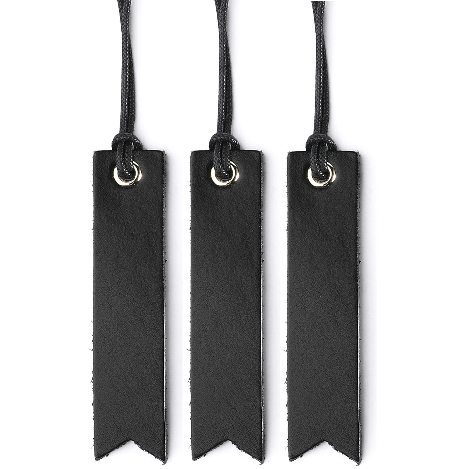 Vantoo Genuine Leather Bookmarks with Tassel for Men Women Boys Girls Kids, Handmade Page Markers for Book Reading, Present for Reader Writers Authors Poets (Black)