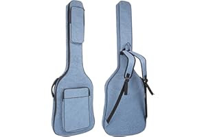 MUZTOP Bass Guitar Bag, 7MM Padding Bass Guitar Gig Bag Padded Soft Electric Bass Guitar Case Backpack with Pockets, Blue