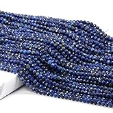 Natural Faceted Lapis Lazuli Beads Natural Stones Loose Bead for Jewelry Making Bracelet Necklace (Size 2mm,Length 15")