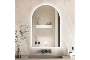 Niccy Arched LED Bathroom Mirror, 40x24 Inch Arch Frameless Backlit Mirrors for Wall Arched Lighted Vanity Mirrors Defogger and 3 Color, Explosion-Proof, HD Glass and IP65 Waterproof