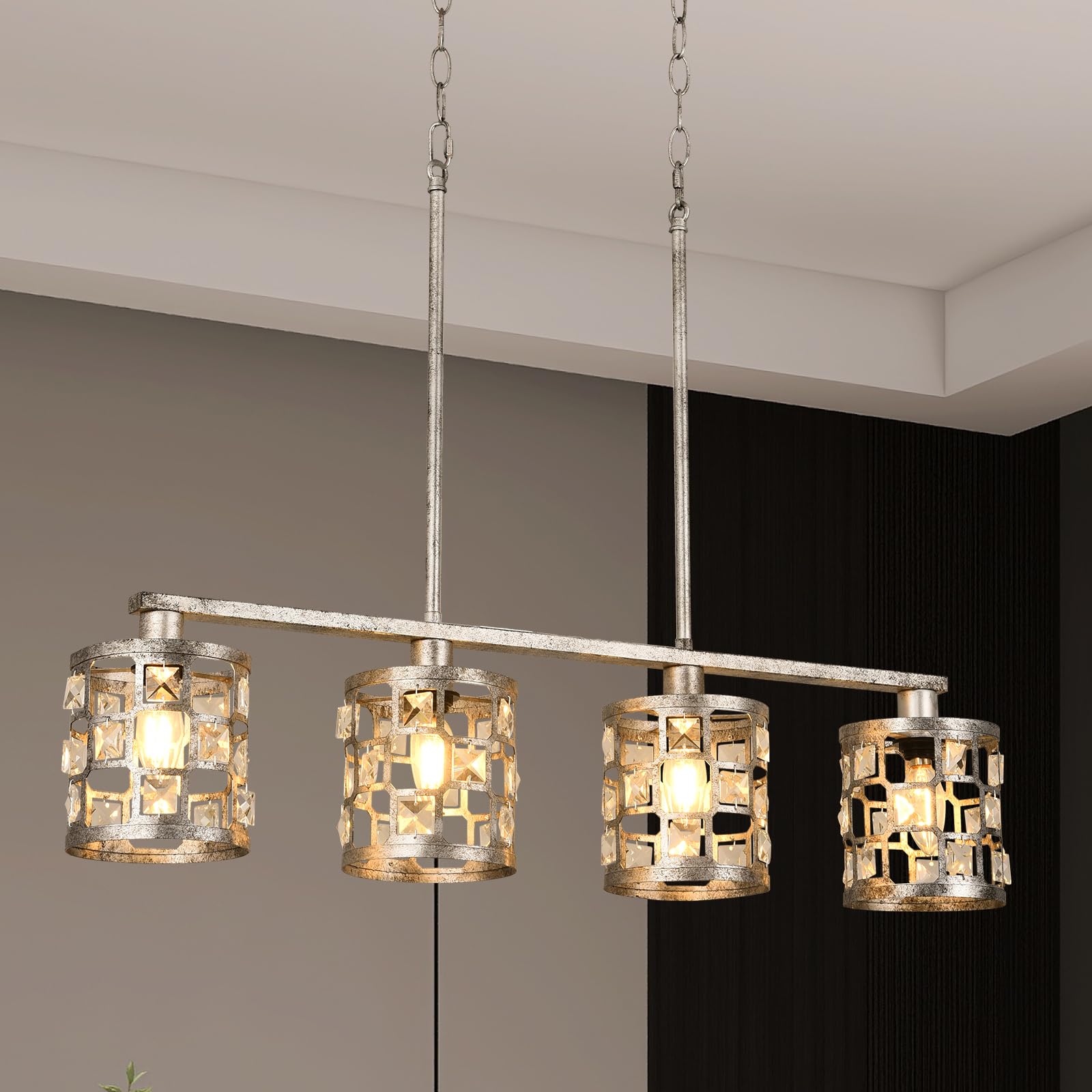 Liylan Farmhouse Kitchen Island Light, Linear Caged Pendant Light with ...