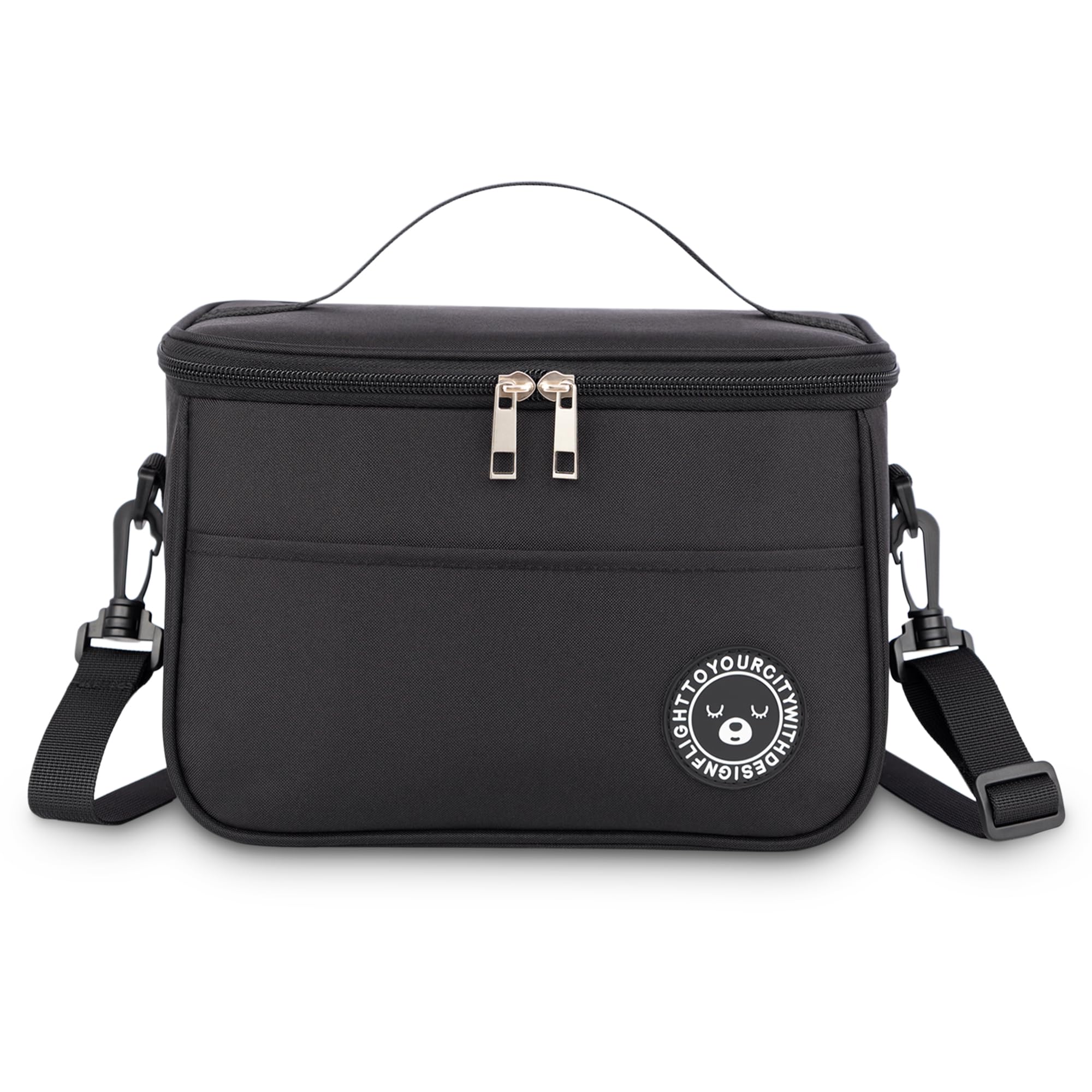 BEHONA 6.4L Insulated Lunch Bag for Adults, Foldable Cooler Bag with Oxford Fabric & Aluminum Foil Lining, Office Gym Commute Lunch Tote (Black)