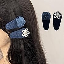 ヘアアクセサリー TATIANA Denim Ribbon Hair Crow Clip HB2235 Amazon.com : 2pcs Blue Denim Hair Clips for Women Girls