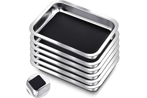 Conelist 6 Set 10.2 x 7.5 Inch Dissection Pan with Black Wax Thicken with 24 Rubber Nonslip Mat Reusable Stainless Steel Thic