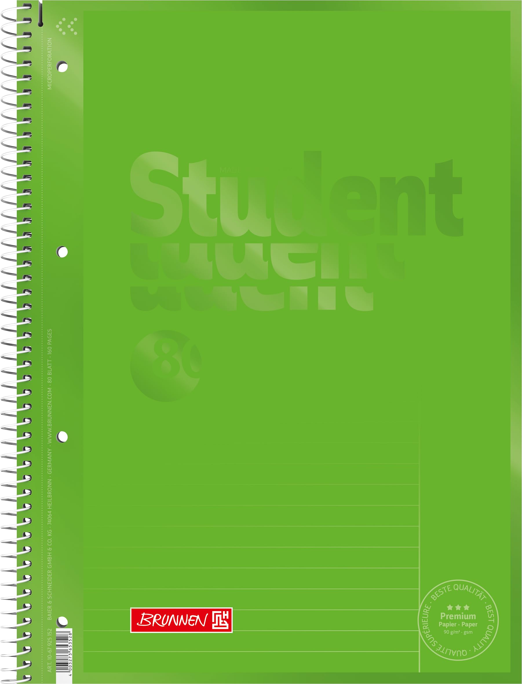 Brunnen Colour Code College Notepad, Spiral Bound, 4 Compartment, Supplied 25 A4 90 g/m²
