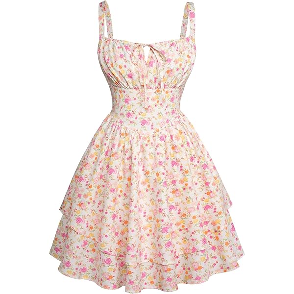 SOLY HUX Women's Vintage Floral Dress Summer Cap Sleeve Mini