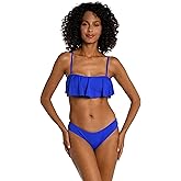 La Blanca Womens Island Goddess Ruffle Bandeau Bikini Swimsuit Top
