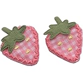 2PCS Fabric Strawberry Hair Clips for Women Girls Sweet Hairpins Pink Barrettes Duckbill Hair Accessories
