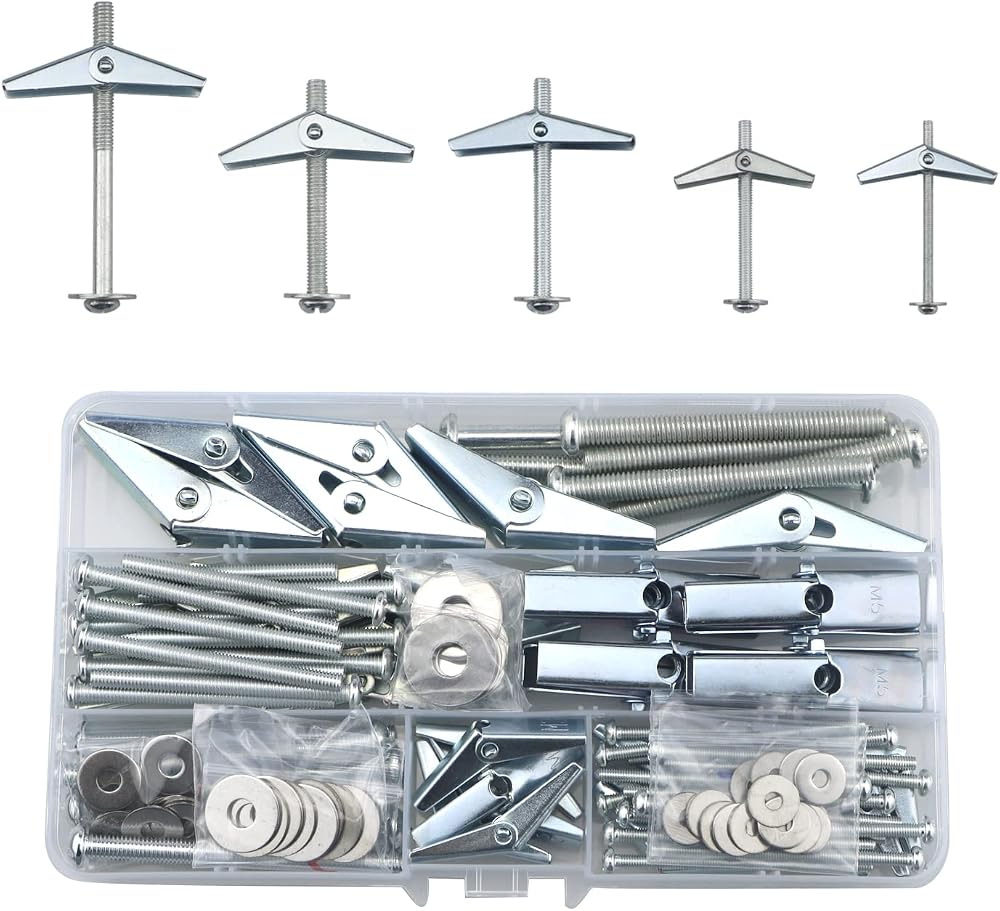 Lemiyoo Plasterboard Fixings 40 Sets 120pcs Drywall Screws and Wing Toggle