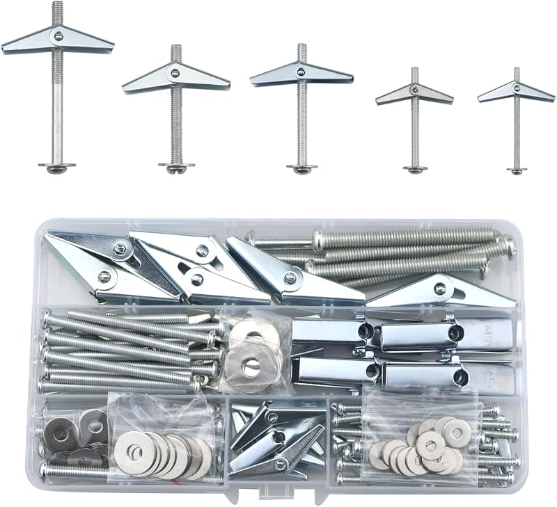 Lemiyoo Plasterboard Fixings 40 Sets 120pcs Drywall Screws and Wing Toggle