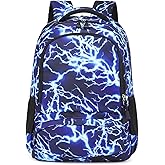 AM SeaBlue Backpack for Boy Middle School Lightning Bookbag Durable Student Teenager Sturdy Lightweight Waterproof (3-Blue Lightning)
