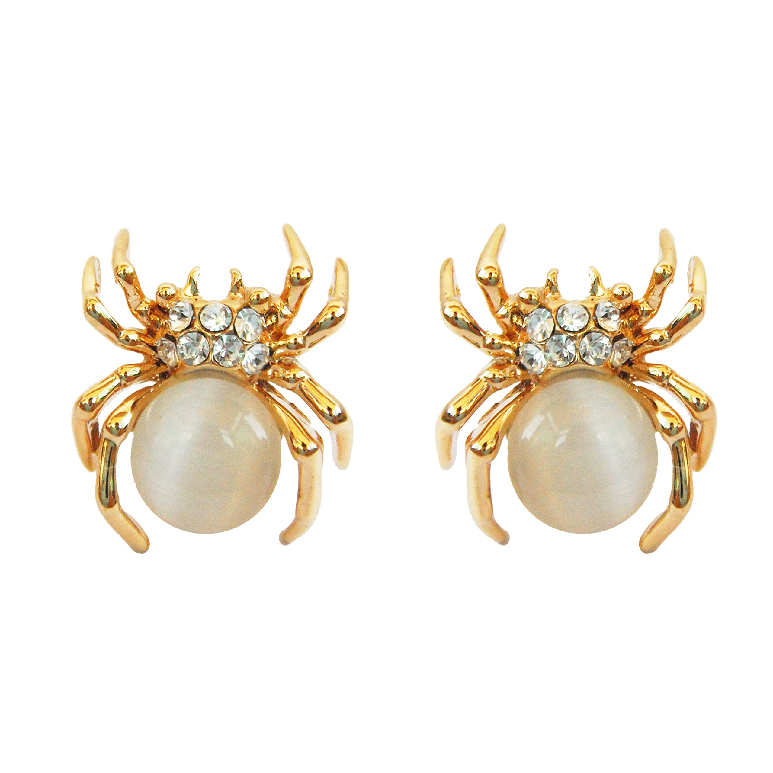 Navachi 18k Gold Plated White Opal Crystal Spider Az2403s Ear Stud Earrings
