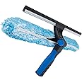 Unger Professional 18" Proflex 2-in-1 Squeegee & Scrubber - Window Cleaning Tool with Pivoting Head – Squeegee for High Access Window Washing, Commercial & Residential Use, Reusable Microfiber Sleeve