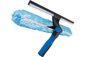 Unger Professional 18" Proflex 2-in-1 Squeegee & Scrubber - Window Cleaning Tool with Pivoting Head – Squeegee for High Acces