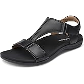 DREAM PAIRS Women Sandals Arch Support T-Strap Orthopedic Flat Sandals Comfortable Walking Beach Summer Shoes