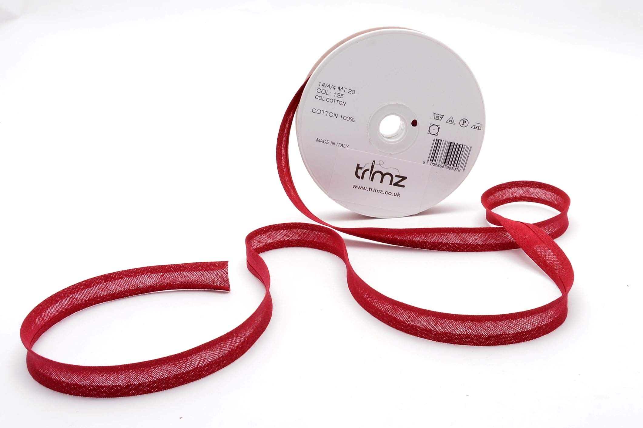 Inastri 14/ 4/ 4 mm Cotton Bias Binding, Brown (Burgandy) 125