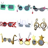 9 Pack Rock Music Funny Sunglasses Decor 80s 90s Retro Music Party Supplies Radio Star Retro Rock Glasses Photo Props Radio Star Party Novelty Glasses for Kids Adults Photo Props Hip Hop Theme Favors