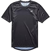 Troy Lee Designs Short Sleeve Flowline Adult Mountain Bike Jersey, Solid Black, Large