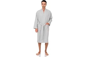 TowelSelections Mens Robe, Waffle Spa Bathrobe, Soft Kimono Bath Robe