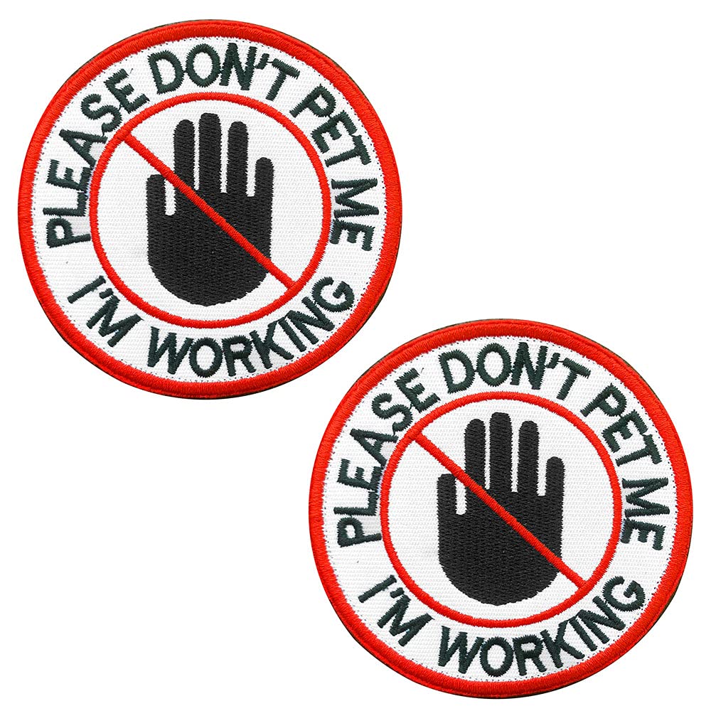 Zcketo 2 Packs Tactical Service Dog Patch Please Don't Pet Me I'm Working Dog Vests/Harnesses Emblem Embroidered Fastener Hook & Loop Patch for Large Dogs-3.15 inch