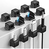 Costop 12 Pack Magnetic Cord Organizer Holder, Strong Adhesive Desk Cable Management, Easy Open, Organize Phone Charging Cords, Wire Holder, Neatly for Home, Office, Car, Desk, Nightstand - Black
