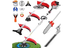 Dnveey 5-in-1 Gas Weed Eater 52CC, Heavy-Duty Brush Cutter, Pole Saw & Hedge Trimmer Combo Kit with Extension Pole for Total Lawn, Brush, and Tree Domination (DE630)