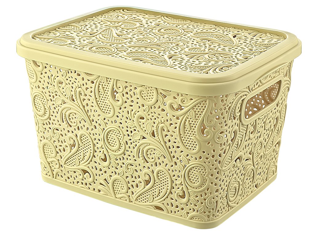 Maya Professional Tools 041210 Multi-Purpose Basket with Lid Floria, 5.5 Litres, Pink and Green and Yellow - Image 5