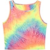 SweatyRocks Women's Tie Dye Sleeveless Workout Casual Cropped Tank Top Shirts