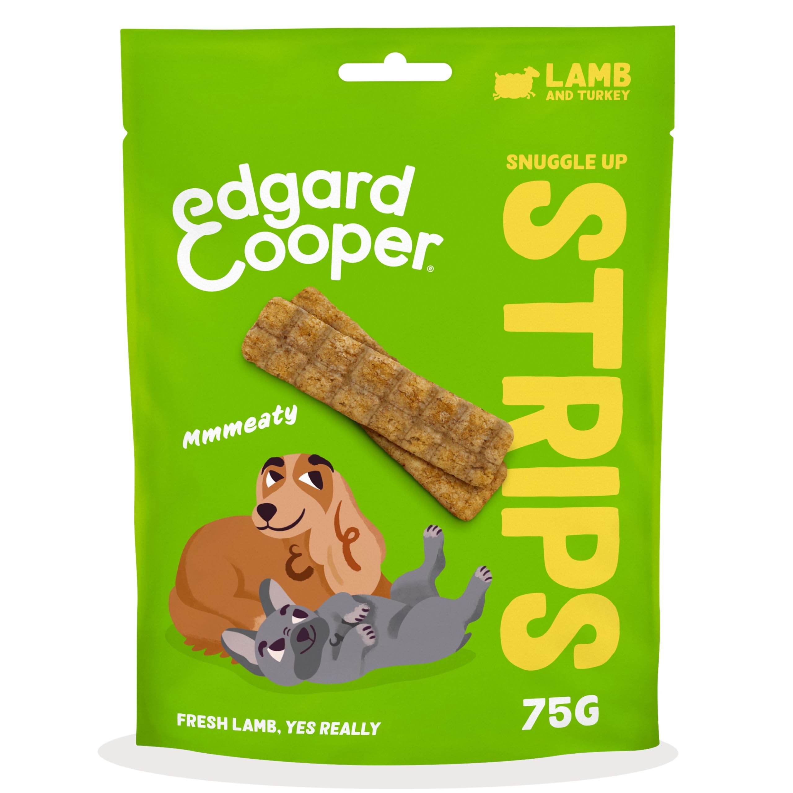 Edgard Cooper Natural Dog Treats, Lamb and Turkey Snuggle Up Strips, 10 x 75g bag, Grain Free, High in Protein fresh meat, full of essential amino acids for healthy insides