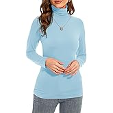 Anyeager Womens Long Sleeve Turtleneck T-Shirts Casual Lightweight Slim Fit Cozy Base Layer Top