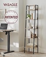 VASAGLE LLS109B50V2 5 Tier Narrow Ladder Shelf Camel Brown Ink Black view 3