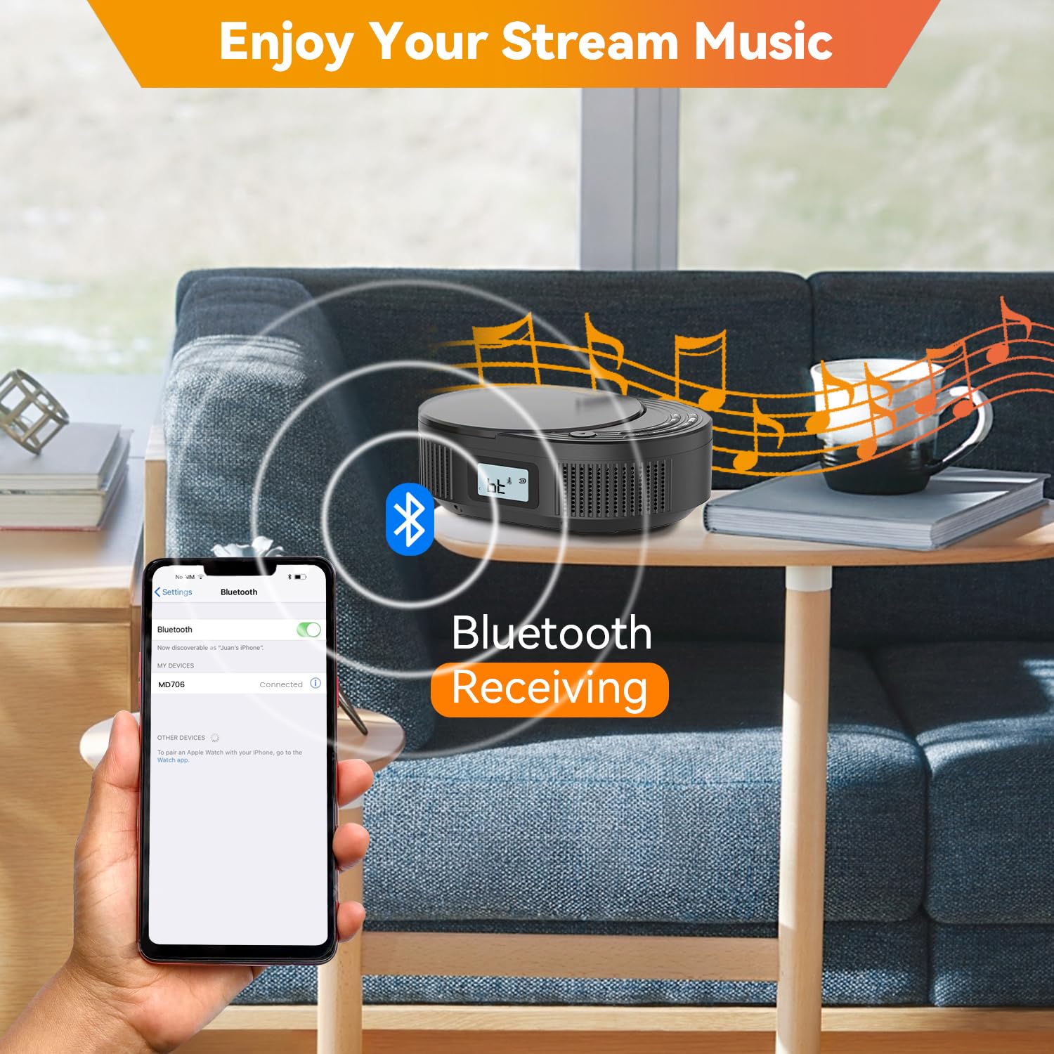 MONODEAL Portable CD Player Boombox with 2 * 3W Speakers, Bluetooth Transmitter & Speaker 2-in-1, FM Radio CD Player Combo for Car/Home, AUX/USB/MP3/WMA, Remote Control & Headphone Jack