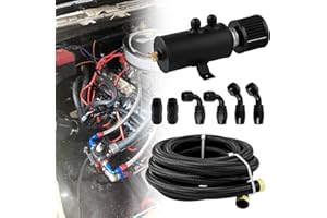 RYANSTAR RACING 10AN 750ML Baffled Oil Catch Can with Drain Valve & 10FT Nylon Braided 10AN 5/8'' Fuel Line Fitting Kit - CPE Oil Hose Bundle
