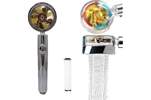YGBRAND Tiktok shower head, Hydro jet vortex shower head filter turbo spa handheld 360° power propeller fan cleaner for high pressure hydrojet water (Precious gold)