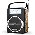 JEUJUG Radio Portable AM FM Digital Radios Clock Radio with Bluetooth 5 Watts Loud Speaker Rechargeable AM FM Radio Plug in Wall Battery Operated Radio Best Reception for Home Outdoor Great Gift RETRO