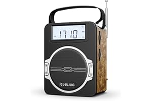 JEUJUG Radio Portable AM FM Digital Radios Clock Radio with Bluetooth 5 Watts Loud Speaker Rechargeable AM FM Radios Plug in Wall Battery Operated Best Reception for Home Outdoor Great Retro